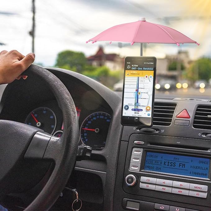 Phone Umbrella Stand, Sun Shade Mini Umbrella for Cell Phone with Adjustable Fist Style Suction Cup, Universal Anti-Glare Sun Visor for Outdoor - Image 4
