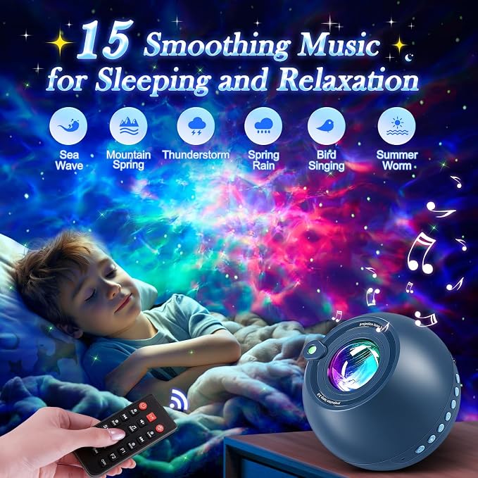 One Fire 360 Game Lights Galaxy Projector Gaming Accessories Gaming Room Decor Green Star Bluetooth Speaker+15 White Noise Man Cave Accessories Cool Gifts for Men Birthday Gift Cool Stuff for Teen Boy - Image 4