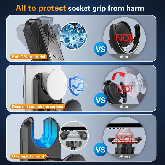 pop-tech Car Vent Phone Mount for Thick Socket Grip, Air Vent Clip Phone Holder Compatible with Magsafe Wallet Black & iPhone Samsung Card Holder, Cellphone Stand with Sticky Adhesive - Image 6