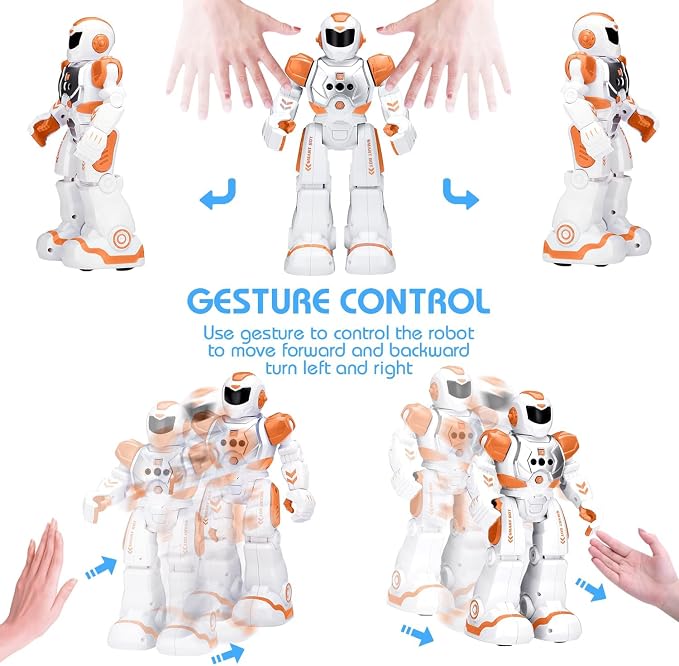 KingsDragon Robots Toy for Kids, RC Gesture Sensing Toy, Interactive Walking Singing Dancing Robot Birthday Presents for Boys Girls Age 6 7 8 9 Years Old,Orange - Image 4