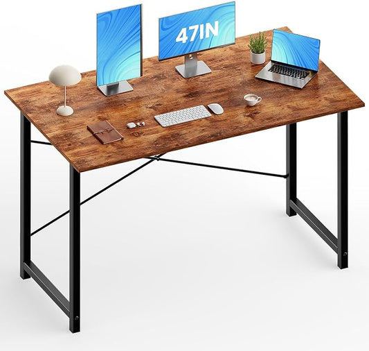 OLIXIS Computer Desk, Home Office Desk, Study Table 47 Inch | Gaming Writing Work Station, Metal Frame Sturdy Durable, Easy Assembly Bedroom, Simple Rustic Style by OLIXIS
