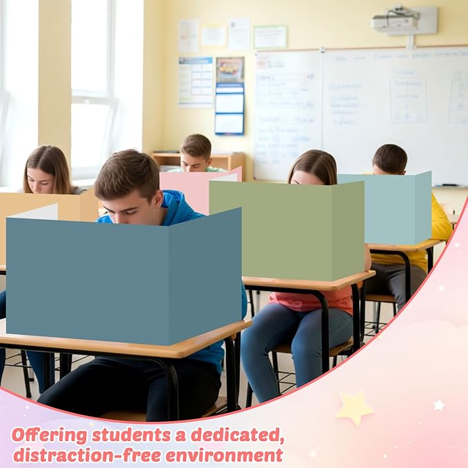30 Pack Desk Dividers for Students Boho Privacy Folder for Students Waterproof Study Carrel Dividers Testing Divider Privacy Classroom Shield Folder Boards for Classroom School Teacher Supplies - Image 5