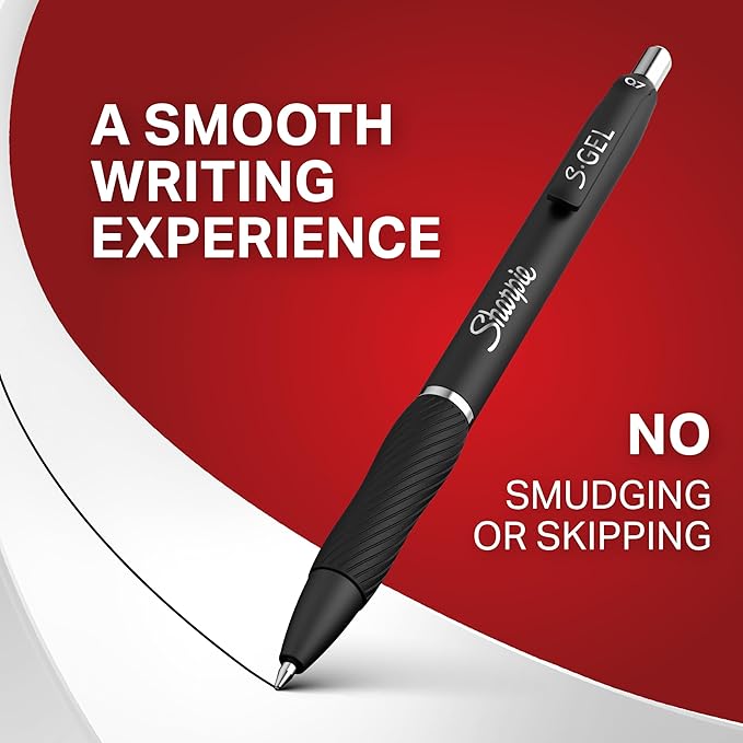 Sharpie S-Gel Pens, Medium Point (0.7mm), Black Ink, 4 Count - Ideal for Writing, Journaling, Drawing, Coloring, Note-Taking, College Supplies - Image 4