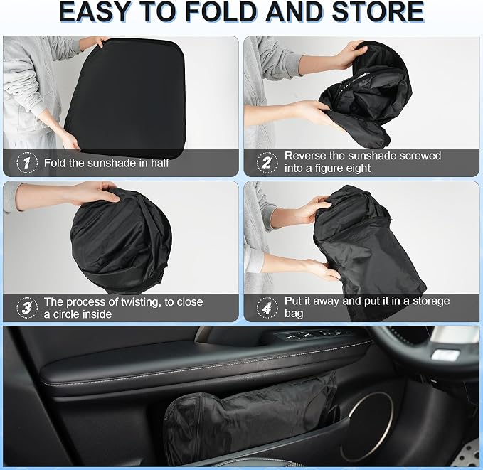 SINGARO Universal 300T Car Windshield Sun Shade, Foldable Reflective for Windshield & Window Shades with Overlapping Design, Car Interior Accessories (64.5" L x 33" W) - Image 6