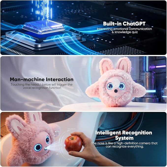 CVCBSER Smart Ai Companion Robot Cute Pet, Desk Robot Voice Chat gpt Emotional Interaction, Richness Expressiveness Ai Pet Robot for Adults Chat (Pink Face) - Image 2