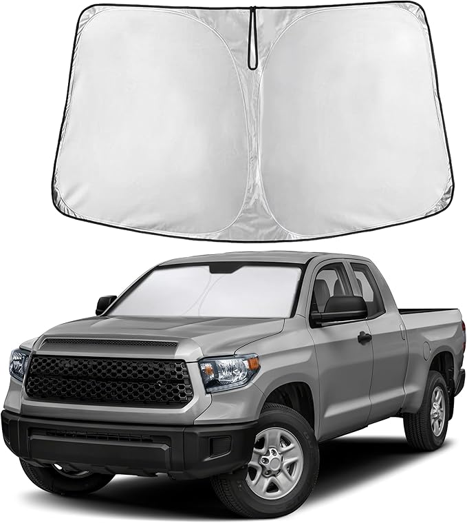 EcoNour Windshield Sun Shade Compatible for Toyota Tundra 2022–2026 | Custom Fit Pickup Truck Front Window Sunshade | Foldable UV & Heat Reflective Sun Visor by EcoNour