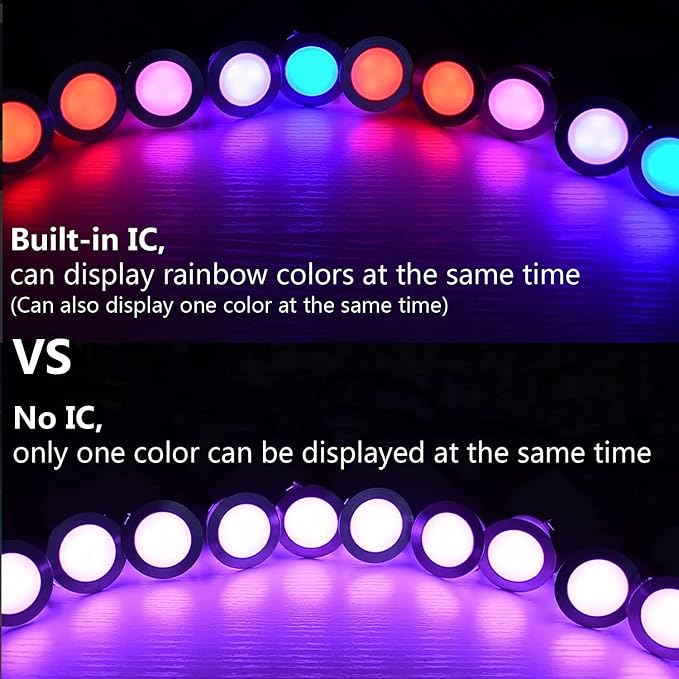 Sumaote LED Deck Lights Kit, 20 Pack 1.77" RGBW+IC Multicolor Dynamic Low Voltage Recessed Landscape Lights, IP67 Waterproof 12V Step Light Outdoor for Garden Yard Path Ground Stairs - Image 2