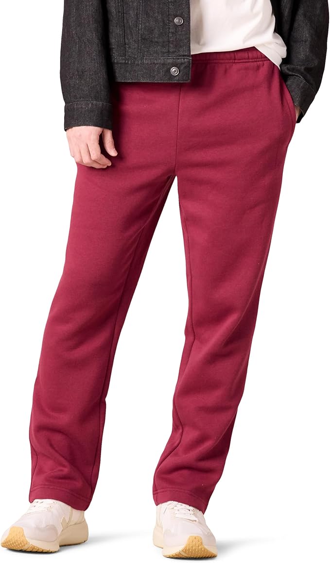 Amazon Essentials Men's Relaxed Straight Leg Fleece Open Bottom Sweatpant (Available in Big & Tall) by AmazonEssentials