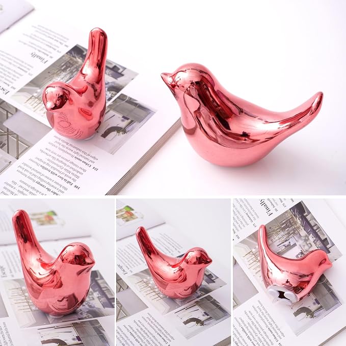 Notakia Small Birds Statues Pink Home Decor Modern Style Decorative Ornaments for Living Room, Bedroom, Office Desktop, Cabinets (2Pcs Pink Birds) - Image 6