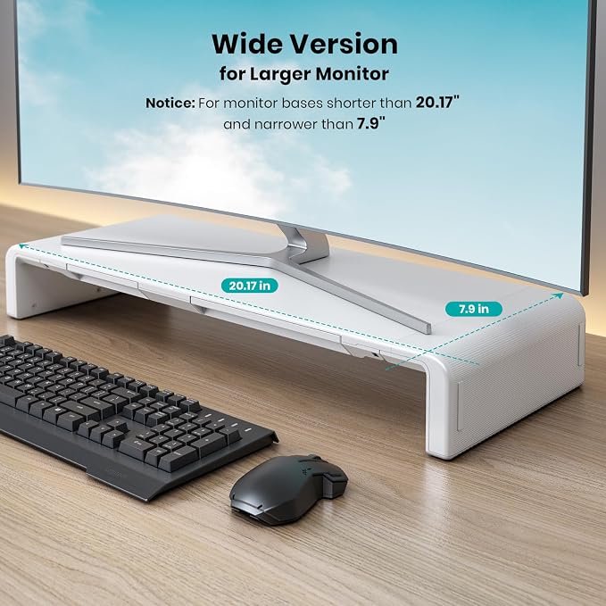 Monitor Stand Riser, Klearlook Foldable, Height Adjustable Computer Stand, Desk Shelf Riser with Storage Drawer &Tablet Phone Stand for Desktop, Laptop (White) - Image 2