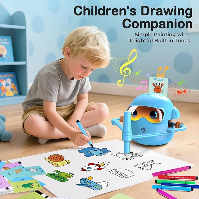 NAUQUOHZ Drawing Robot for Kids with 100 Cards, Montessori Painting Toys with Voice Interaction&16 Color Pens Educational Drawing Machine Toys for 3 4 5 6 7 8 Year Old Boys Girls - Image 2
