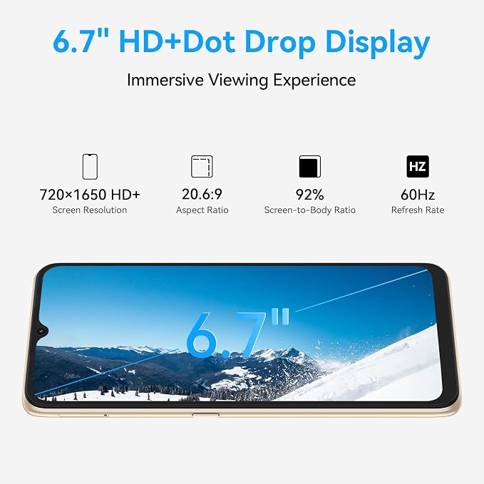 UMIDIGI Power 7 MAX Unlocked Cell Phone,6GB+128GB 10000mAh Battery,6.7" Full Screen + 48MP AI Triple Camera Android Smartphone,NFC,GPS,Face & Fingerprint,BLE 5.0, WiFi 2.4GHz/5GHz,Warranty,Gold - Image 2