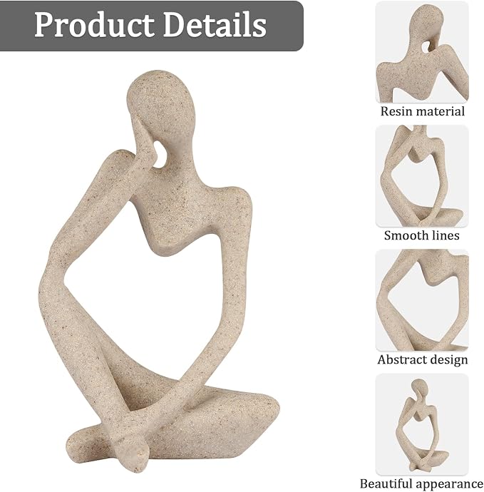 Sandstone Resin Thinker Style Abstract Sculpture Statue Collectible Figurines Home Office Bookshelf Desktop Decor - Image 4