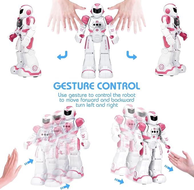 KingsDragon Robots Toy for Kids, RC Gesture Sensing Toy, Interactive Walking Singing Dancing Robot Birthday Presents for Boys Girls Age 6 7 8 9 Years Old,Pink - Image 4