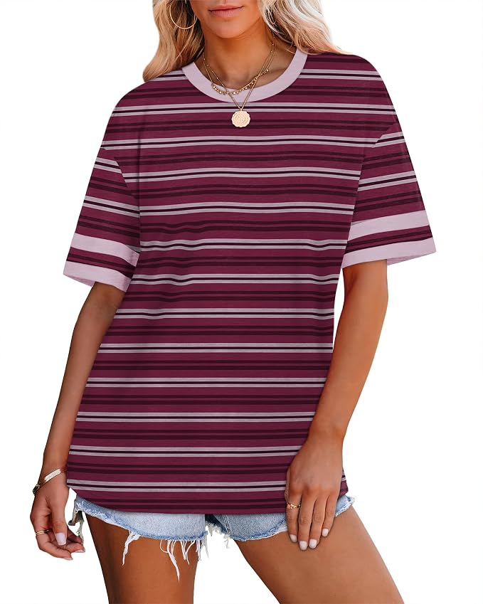 WIHOLL Womens T Shirts Loose Fit Short Sleeve Tees Crew Neck Color Block Summer Tops 2026 Fashion - Image 3