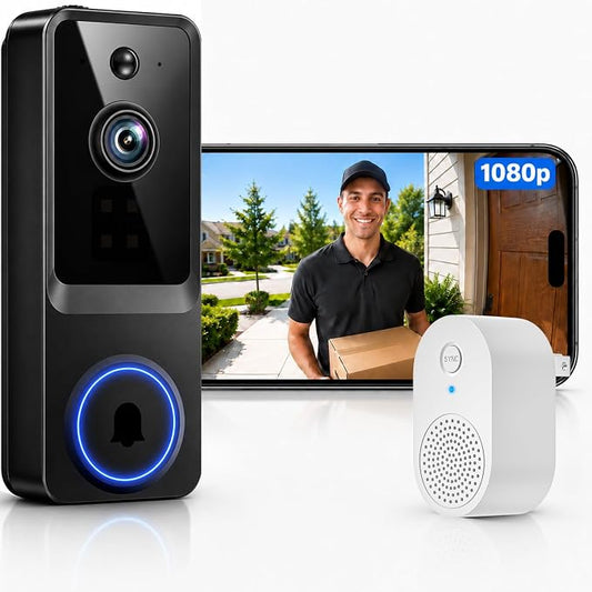 Doorbell Camera Wireless, 1080P Video Doorbell Camera Battery Powered, Security Camera with AI Human Detection, 2-Way Audio, Night Vision, Cloud Storage, 2.4G WiFi, Front Door Camera for Home Security by Unknown