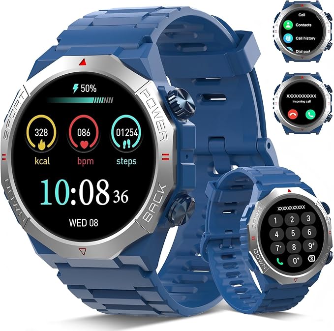 Smart Watch for Men (Answer/Make Calls), Rugged Men's Military Smartwatch, 1.39" HD Fitness Tracker with Heart Rate/Sleep/Step Monitor, 110+ Sport Modes, IP68 Waterproof Activity Tracker Android iOS by Soudorv