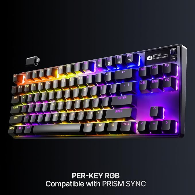 SteelSeries Apex Pro TKL Gen 3 Gaming Keyboard - OmniPoint 3.0 Analog Magnetic Switches, Quickset Auto-Presets (Rapid Trigger, Rapid Tap/SOCD, Protection Mode), OLED, RGB, PBT Keycaps, 2.4G+BT, Black - Image 10