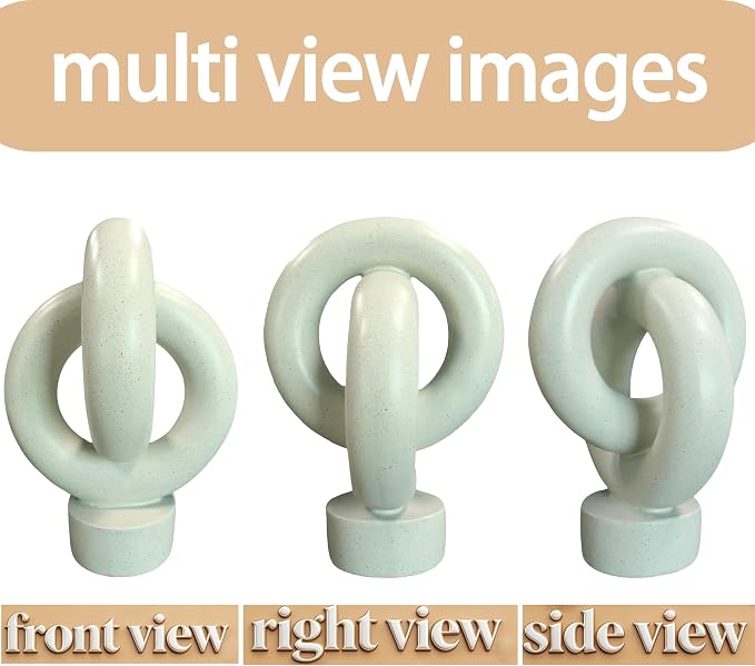 12" Modern Abstract Ring Decorative Sculpture, Knot Sculptures,Home Decor,Coffee Table Statues,Dining Living Room Desk Decor,Light Gray - Image 6