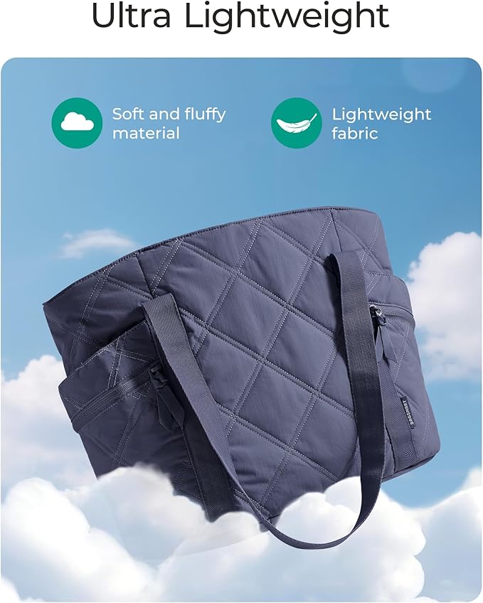 BAGSMART Crush Tote Bag for Women, 20L Puffer Work Tote with Zipper | Quilted Nurse Hospital Bag For Travel College Gym - Image 6