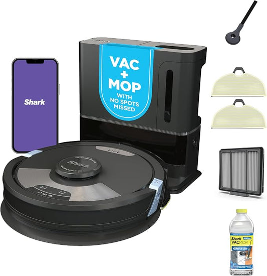 SharkMatrix Plus 2-in-1 Robot Vacuum & Mop, Black/Brass, AV2610WA | Sonic Mopping, Matrix Clean, CleanEdge, HEPA 60-Day Self-Empty Base, 360° LiDAR Mapping, Self-Cleaning Brushroll, Wi-Fi by Unknown