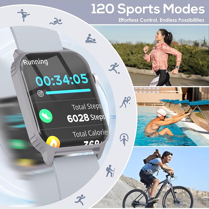 TRAUSI Smart Watch for Men, 120 Sports Modes Smartwatch with 1.83" HD, Heart Rate/Sleep Monitor, Bluetooth Call/Music Control, IP67 Waterproof/Alexa Built-in Fitness Watch for iPhone/Android (Gray) - Image 5