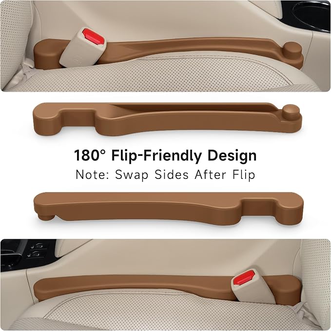 Car Seat Gap Filler Set of 2, 3IN1 Seat Side Gap Filler Plug with Storage Slot & Hook Function, Soft Foam Universal Fit Car SUV Truck Fill Gap Between Seats Console Organizer（Narrow Mocha Brown ） - Image 6