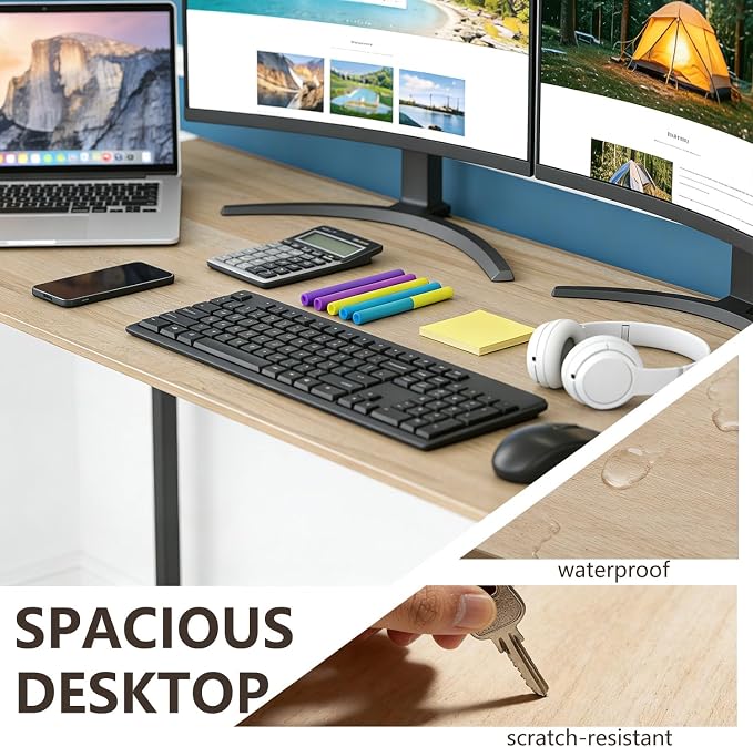 BestOffice Computer Desk,Home Office Desk, Modern Simple Style for Home Office Study Writing (Nature, 63 Inch) - Image 4
