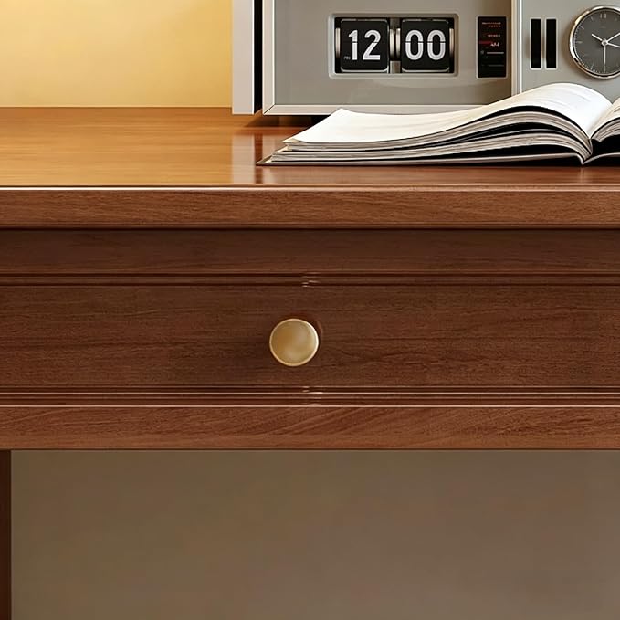 Solid Wooden Desk with Drawers, Small Writing Desk with Drawers for Computer, PC Desk for Work, Study or Gaming, Easy to Assemble (Walnut-B, 39in) - Image 6