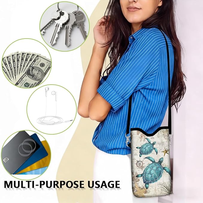Neoprene Phone Sleeve Pouch with Adjustable Strap Neck Lanyard Fits Most Smartphones 7.1 x 3.9 Inch Phone Crossbody Sleeve Sea Turtle Waterproof Carrying Cellphone Case Bag for Women Men - Image 7