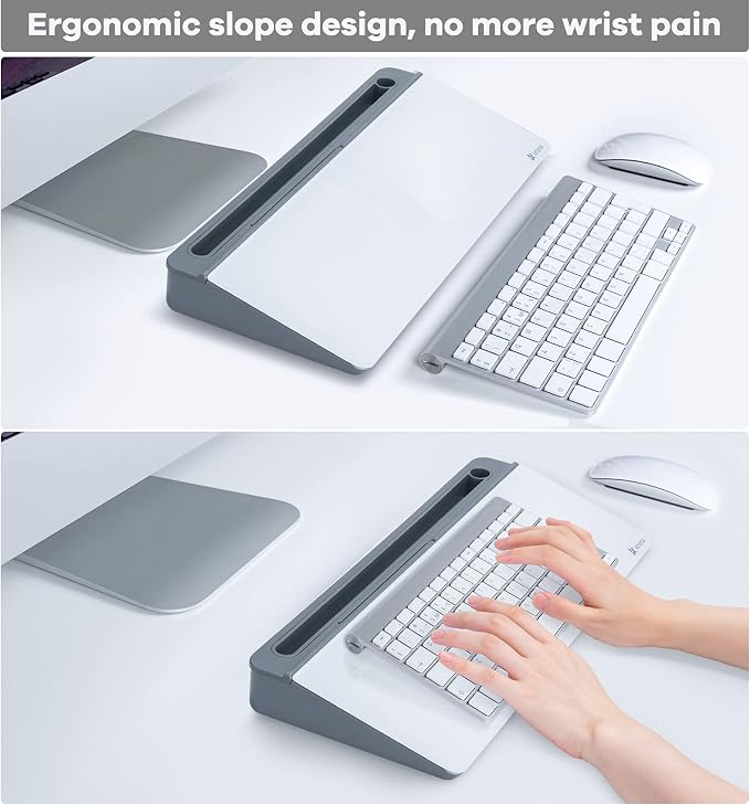 Varhomax Glass Desk Whiteboard with Storage, Desktop Organizer to-do List Memo Notepad Dry Erase White Board for Home Office and School Supplies (Gray) - Image 6
