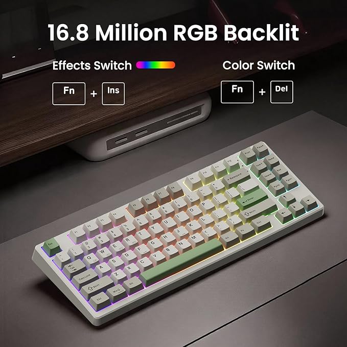 Kisnt KN85 Wireless Mechanical Keyboard, 75% Layout, Bluetooth/2.4GHz/USB-C, Custom RGB Backlit, Hot-Swappable Linear Switch, Creamy Sound for Gaming/Typing (Industrial Gray) - Image 4