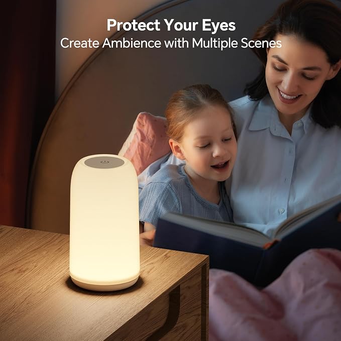 Touch Bedside Table Lamp, [Sleek Design & RGB Mode] 3 Way Dimmable Small Lamp for Bedroom, LED Lamp with Warm White Lights, Multi-Color Smart Nightstand Light for Living Room Home Gifts - Image 8