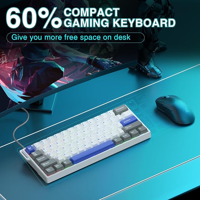 AULA WIN60 HE MAX - 60% Mechanical Gaming Keyboard Wired, Hall Effect Magnetic Switches Hot Swappable, Adjustable Actuation Rapid Trigger Mode, 8000 Hz Polling Rate, 60 Percent Keyboard Compact Design - Image 3