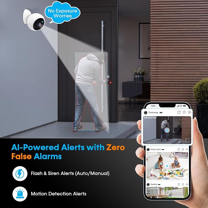 AMTIFO Security Cameras Wireless Outdoor Magnetic - 4-Pack Install-Free Indoor Smart 2K WiFi - Long Battery Life Powered Wireless Security Camera with AI Motion Detection - Image 8