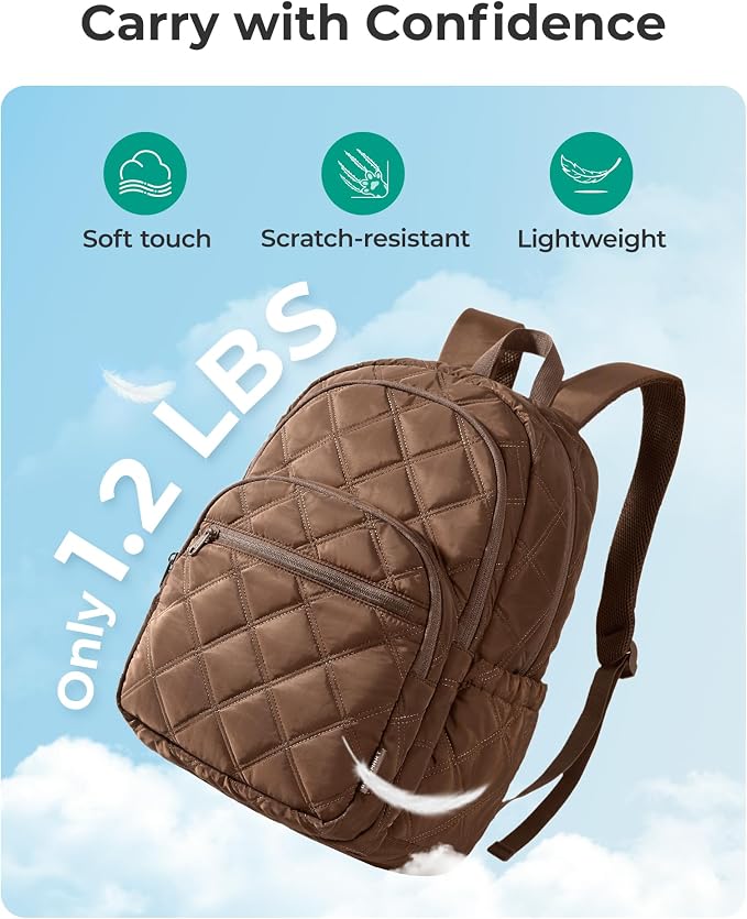 BAGSMART College Laptop Backpack,Cute Travel Backpack for Women,Quilted Computer Bookbag - Image 6