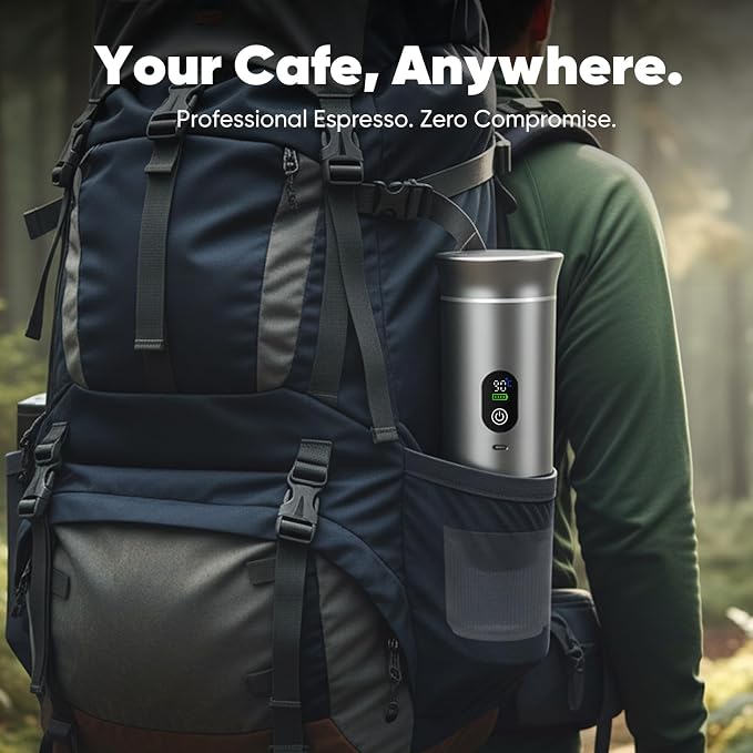Portable Self-Heating Espresso Maker for Ground Coffee and Capsules | Rechargeable 80 ml travel coffee machine for camping, road trips and car use - Image 6