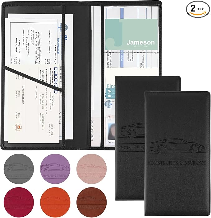 JUSTTOP 2Pack Car Registration and Insurance Holder,Car Document Holder for Cards License with Magnetic Shut,Vehicle Glove Box Car Organizer for Documents, Cards, License(Black) by JUSTTOP