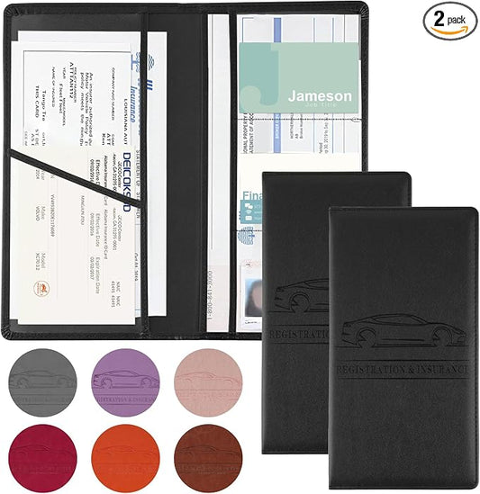 JUSTTOP 2Pack Car Registration and Insurance Holder,Car Document Holder for Cards License with Magnetic Shut,Vehicle Glove Box Car Organizer for Documents, Cards, License(Black) by JUSTTOP