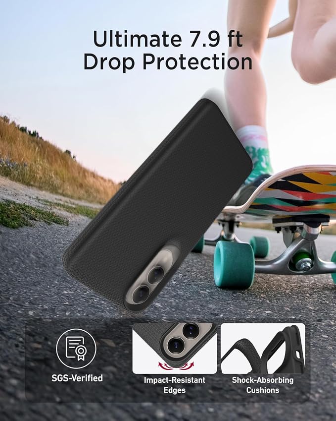 Miimall Slim ＆ Rugged for Samsung Galaxy S25 Edge 5G Case, 10FT Military Grade Drop Protection, Anti-Slip Grip Anti-Scratch Thin Heavy Duty Shockproof Cell Phone Case for Samsung S25 Edge 5G, Black - Image 2