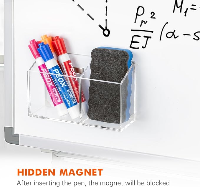 BEYGORM Magnetic Dry Erase Marker Holder for Whiteboard & Refrigerator | Non-slip Acrylic Pen Holder for Classroom, Fridge Magnet, Locker Organizer Accessories, Teacher & School Supplies(Clear) - Image 4