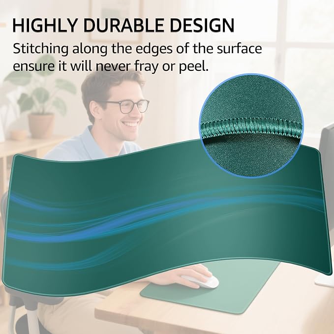 KTRIO Large Gaming Mouse Pad, Desk Mat, 31.5 x 15.7 in, Forest Green, XXL | Smooth Micro-Weave Surface, Artistic Pattern Design, Non-Slip Rubber Base, Durable Stitched Edges, Office & Home Use - Image 3