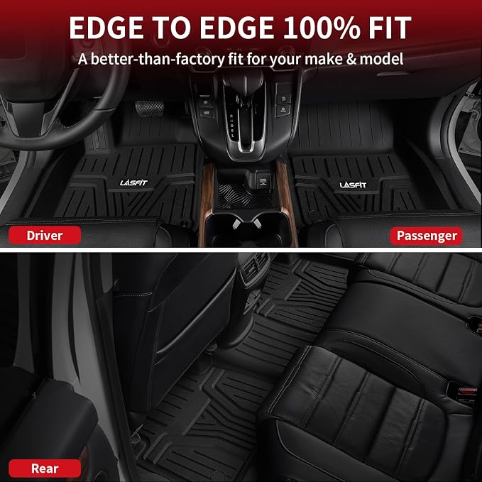 LASFIT Floor Mats & Trunk Mat with Backrest Mat for Honda Pilot 2023-2025 2026, Split & One-Piece Foldable Seating All Weather TPE Floor Liners 1st & 2nd & 3rd Row & Cargo Mat with Seatback Mat, Black - Image 4