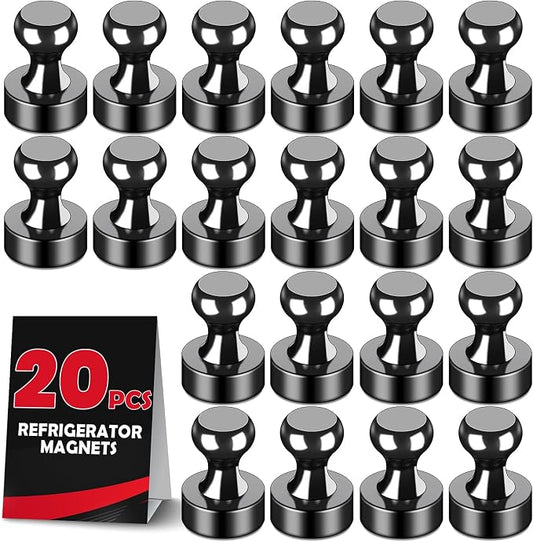 LOVIMAG Fridge Magnets 20Pcs, Magnet for Refrigerator Whiteboard, Black | Small Strong Neodymium Metal Cute Push Pin for Classroom, Kitchen, Accessories Decorative, Office, Calendar by LOVIMAG