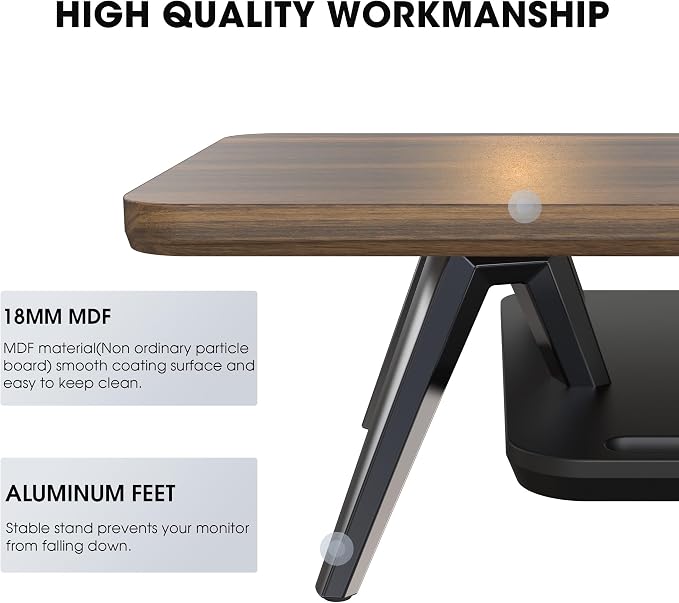 Fenge Dual Monitor Stand, Monitor Stands Riser for 2 monitors, 47.2 Inch Wood Desk Shelf with Storage Organizer and Cable Management for Office Desk Accessories - Image 4