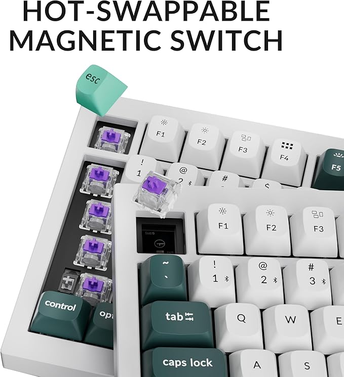Keychron Q1 HE Wireless Custom Magnetic Keyboard, QMK Launcher | Rapid Trigger 2.4 GHz & Bluetooth 5.2 with Gateron Double-Rail Magnetic Switch for Mac Windows Linux (Hot-swappable) - White - Image 4