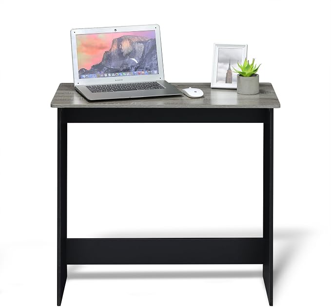 Furinno Simplistic 31-Inch Grey Computer Desk, Small Office Desk, Rectangular Home Office Desk with Drawers, Gaming Desk for Home Office, Bedroom, Study Room, Grey Oak - Image 4