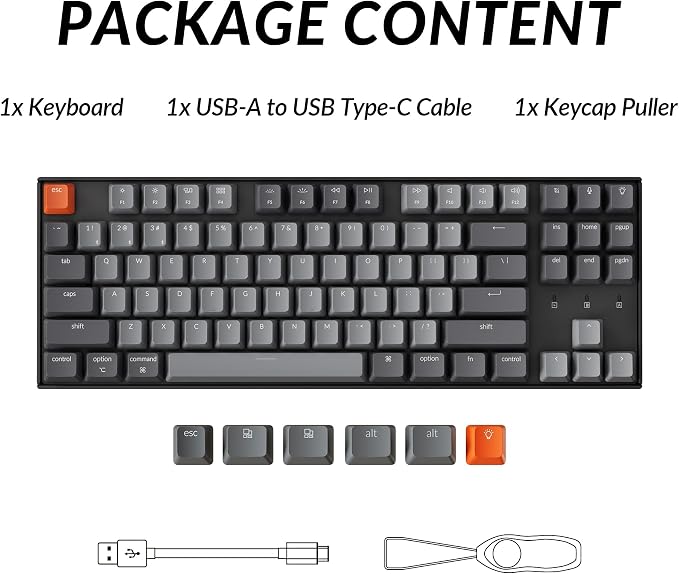Keychron K8 Tenkeyless Wireless Mechanical Keyboard for Mac, White Backlight, Bluetooth, Multitasking, Type-C Wired Gaming Keyboard for Windows with Brown Switch - Image 9