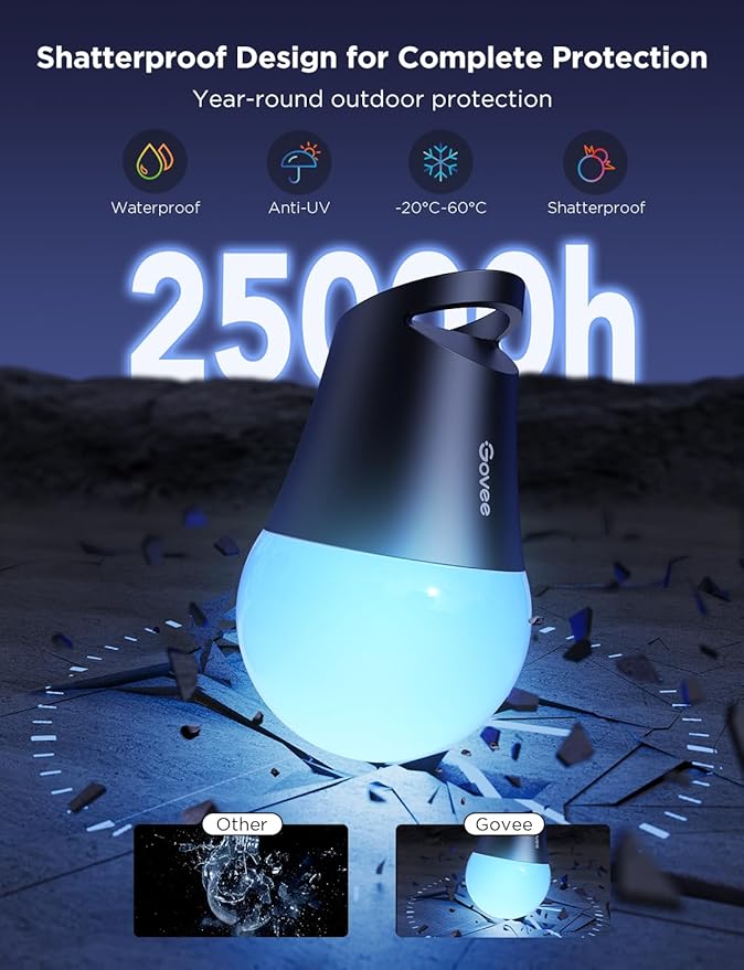 Govee Smart Outdoor String Lights 2, 144ft RGBIC Patio Lights with 45 Bulbs | Dimmable Warm White LED Bulbs, IP65 Waterproof, 47 Scene Modes for Backyard, Balcony, Work with Alexa, App Control - Image 3