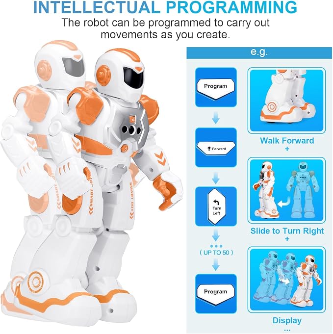 KingsDragon Robots Toy for Kids, RC Gesture Sensing Toy, Interactive Walking Singing Dancing Robot Birthday Presents for Boys Girls Age 6 7 8 9 Years Old,Orange - Image 5